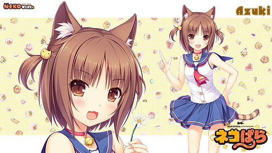 Neko Para, Azuki, Sayori, nekomimi, cat girl, Neko Works, HD wallpaper HD wallpaper