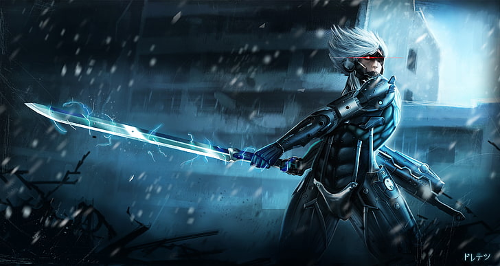 male holding sword digital wallpaper, metal gear rising, raiden, armor, warrior, weapon, HD wallpaper