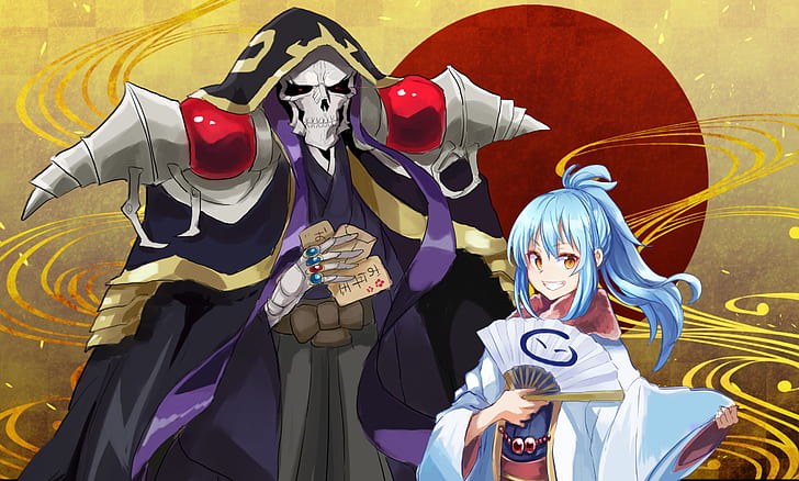 Anime, Crossover, Ainz Ooal Gown, Overlord (Anime), Rimuru Tempest, That Time I Got Reincarnated as a Slime, HD tapet