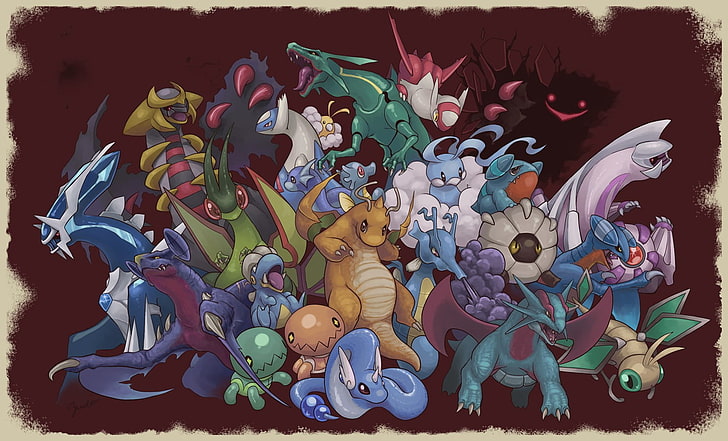 Иллюстрация персонажей покемонов, покемон, дракон, драконит, видеоигры, мультфильм, HD обои
