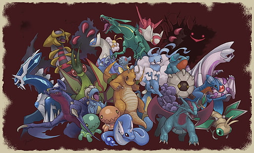 Иллюстрация персонажей покемонов, покемон, дракон, драконит, видеоигры, мультфильм, HD обои HD wallpaper