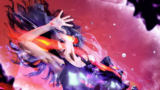 donna che balla illustrazione, ragazza, gesto, mano, movimento, palmo, Sfondo HD HD wallpaper