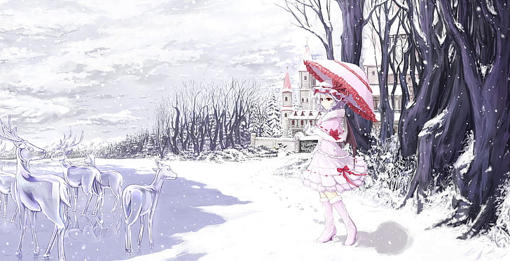 anime, invierno, Touhou, Remilia Scarlet, Fondo de pantalla HD