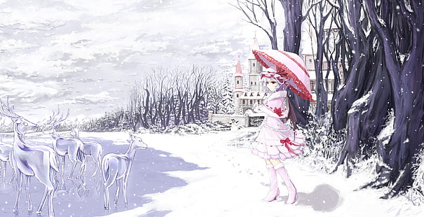 anime, hiver, Touhou, Remilia Scarlet, Fond d'écran HD HD wallpaper