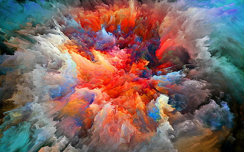 abstracto, colorido, explosión de color, salpicaduras de pintura, pintura, acuarela, Fondo de pantalla HD HD wallpaper