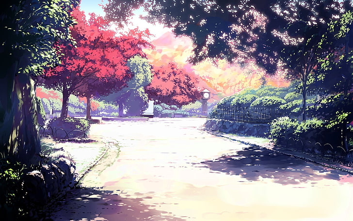 jalur dengan pohon, sinar matahari, Spirited Away, kabur, anime, Wallpaper HD