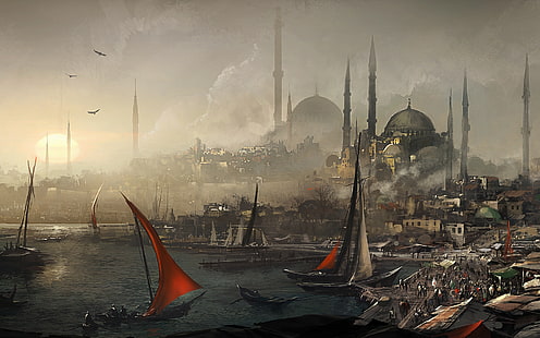 turkey otomana istanbul assassins creed revelations 1920x1200 Art artwork Sztuka HD, Turcja, Ottoman, Tapety HD HD wallpaper