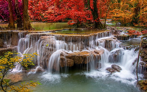 водопады обои, природа, пейзаж, водопад, HD обои HD wallpaper
