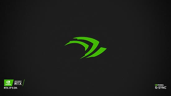 Nvidia, RTX, G-SYNC, минимализм, зеленый, темный, простой фон, HD обои HD wallpaper
