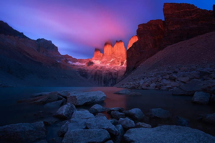 岩山、ミラドールラストーレス、チリ、パタゴニア、風景、自然、岩の風景写真、 HDデスクトップの壁紙