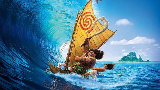 Moana and Maui movie scene, Moana, Vaiana, Disney princesses, HD wallpaper HD wallpaper