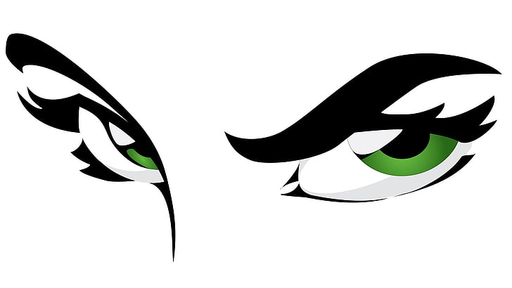 緑と黒の目のスケッチ図、緑の目、ミニマリズム、アートワーク、 HDデスクトップの壁紙