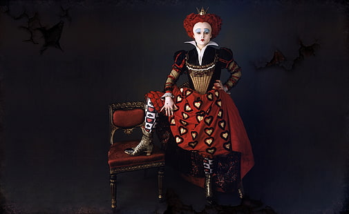 Ratu Hati, ilustrasi Alice in Wonderland Ratu Merah, Film, Alice In Wonderland, Ratu, ratu merah, helena bonham carter, ratu hati, Wallpaper HD HD wallpaper