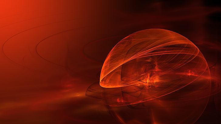 plaque en céramique rouge et blanche, apophyse, fractale 3D, abstrait, orange, Fond d'écran HD