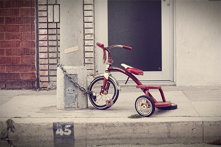 bike, children, post, chain, wheel, three, tricycle, HD wallpaper