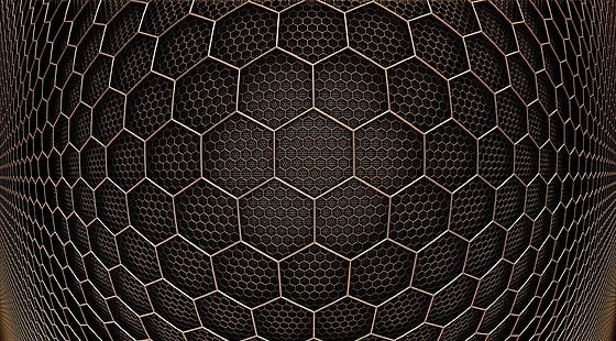 Hexagons inside Hexagons, Aero, Patterns, Pattern, Metal, Texture, Steel, Grid, Hexagon, Fisheye, geometric, deformed, HD wallpaper HD wallpaper