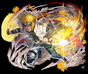 Naruto, Blondynka, Niebieskie Oczy, Hokage (Naruto), Minato Namikaze, Broń, Tapety HD HD wallpaper