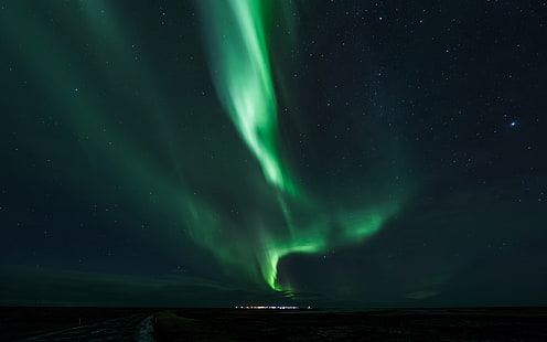 แสงเหนือ Aurora Borealis Night Green Stars HD, ธรรมชาติ, กลางคืน, สีเขียว, ดาว, แสง, ออโรร่า, โบเรียลิส, ภาคเหนือ, วอลล์เปเปอร์ HD HD wallpaper