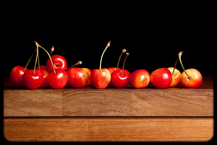vignette, fruit, cherries (food), HD wallpaper