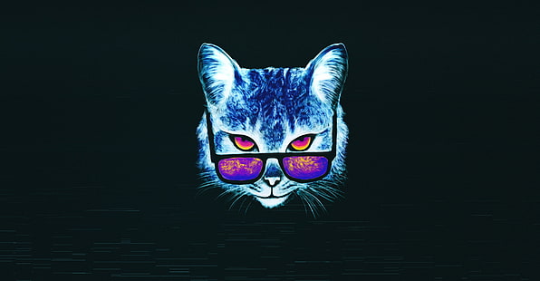 Minimalismus, Katze, Brille, Stil, Gesicht, Kunst, HD-Hintergrundbild HD wallpaper