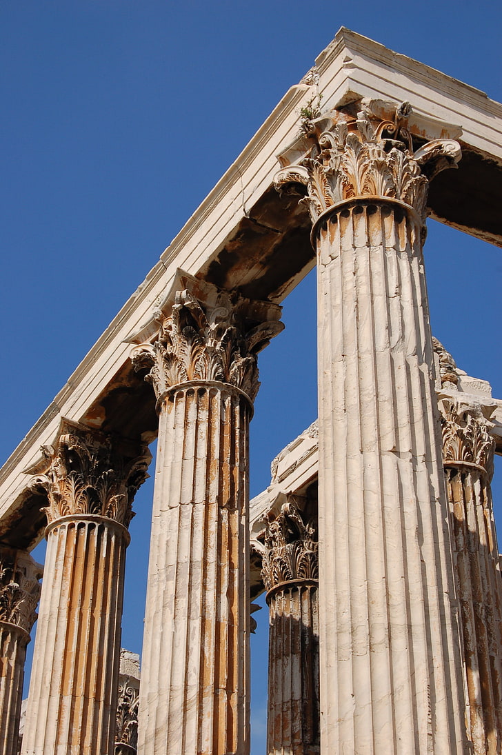 architecture, bâtiment, Grèce, grec, ancien, Temple de Zeus olympien, Fond d'écran HD, fond d'écran de téléphone