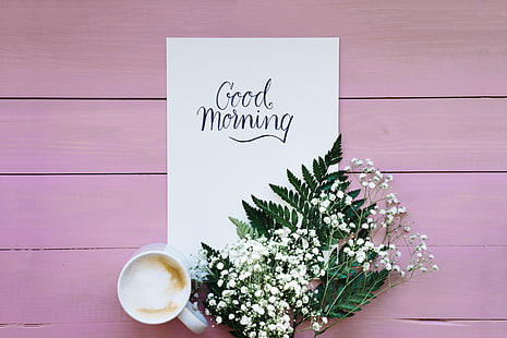 blommor, kaffe, vår, frukost, morgon, kopp, romantisk, god morgon, bra, HD tapet HD wallpaper