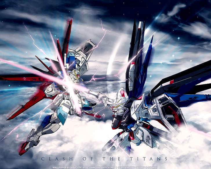 Clash of The Titans Gundam Strike Freedom illustration, Anime, Gundam, Mobile Suit Gundam Seed, HD wallpaper