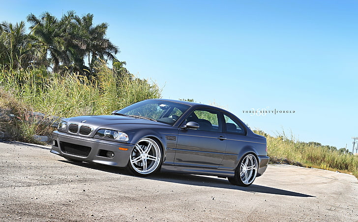 360Forged BMW E46 M3, grå BMW 3 coupe, Bilar, BMW, sydd produktion, miami, 360forged BMW E46 M3, automotivephotogaphy, florida, media, HD tapet