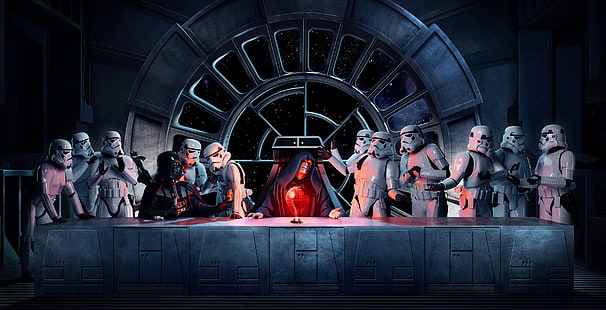 Fondo de pantalla de Star Wars, Star Wars, Darth Vader, Emperor Palpatine, stormtrooper, The Last Supper, Fondo de pantalla HD HD wallpaper