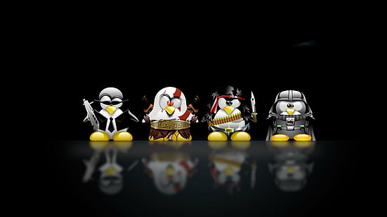 Darth Vader, John Rambo, Kratos, Linux, Tux, HD-Hintergrundbild HD wallpaper