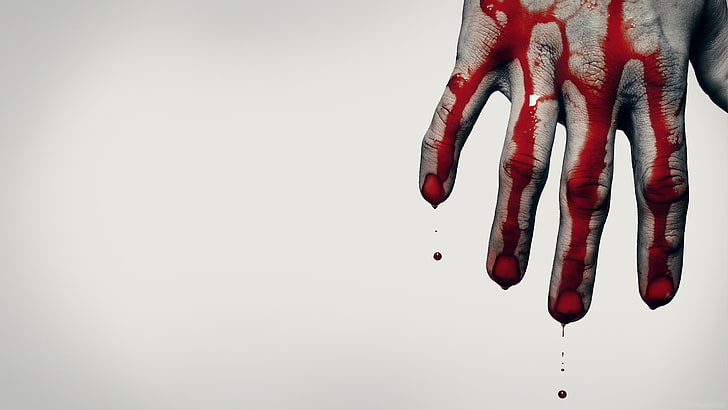 human hand, blood, hand, Situation, grey background, HD wallpaper