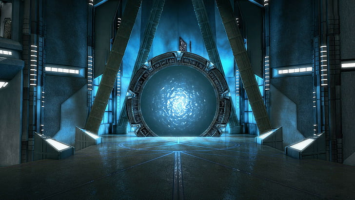 Fondo de pantalla de portal gris y azul, Atlantis, Stargate, Fondo de pantalla HD