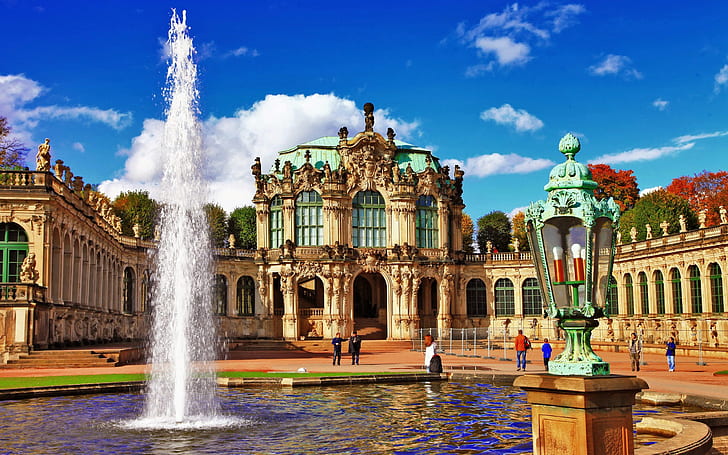 Istana dan Air Mancur Dresden Zwinger Di Saxony Germany Hd Wallpaper Untuk Desktop 2560 × 1600, Wallpaper HD