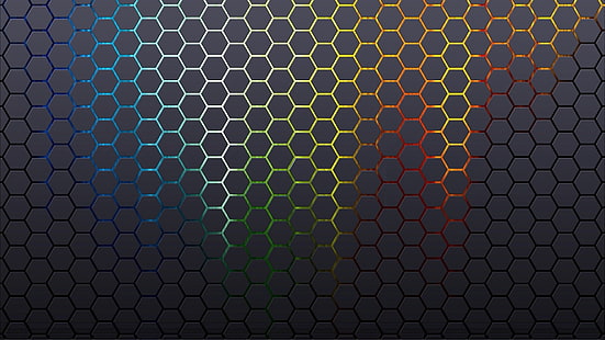 grey and multicolored wallpaper, minimalism, colorful, beehive patterns, texture, HD wallpaper HD wallpaper