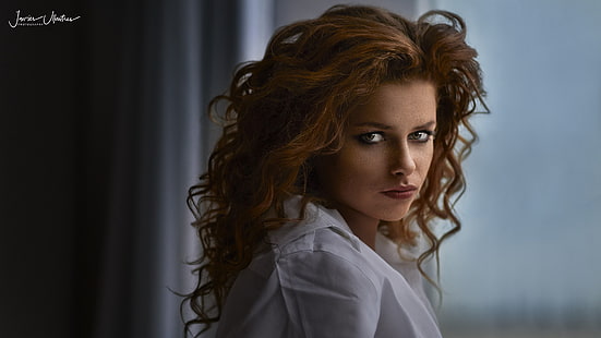 Хавьер Улластрес, рыжий, длинные волосы, женщины, модель, портрет, Юлия Ярошенко, HD обои HD wallpaper