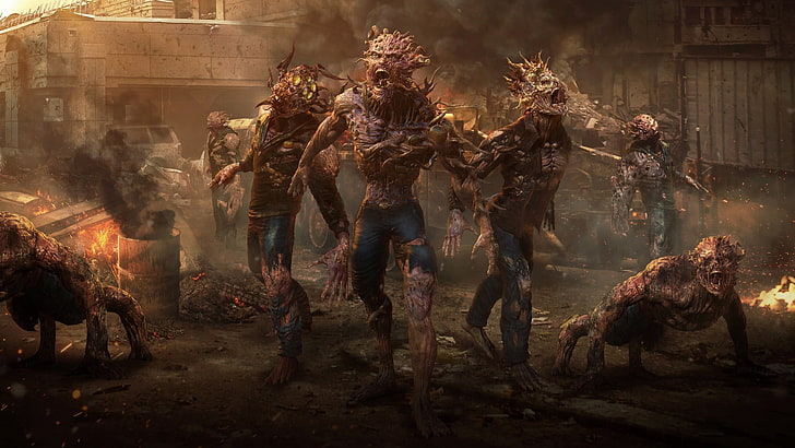 wallpaper digital zombie, horor, makhluk, apokaliptik, karya seni, zombie, 美国 末日, Wallpaper HD