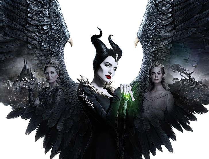 Movie, Maleficent: Mistress of Evil, Angelina Jolie, Elle Fanning, Maleficent, Michelle Pfeiffer, Princess Aurora, Queen Ingrith (Disney), HD wallpaper