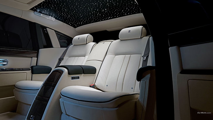 interior de carro branco e preto, carro, Rolls-Royce Phantom, HD papel de parede