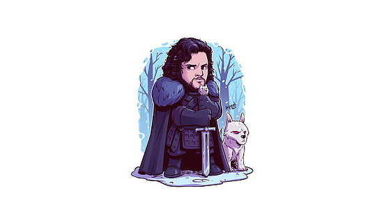 Jon Snow, Game of Thrones, ilustraciones, fondo simple, fondo blanco, Fondo de pantalla HD HD wallpaper