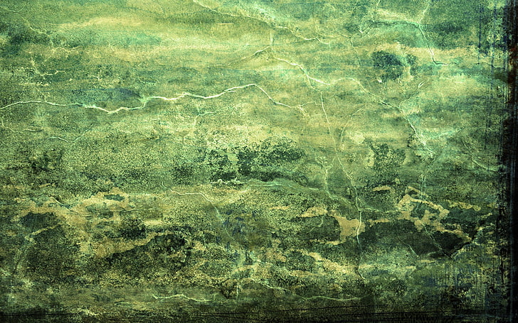 green abstract wallpaper, wall, cracks, lines, paint, HD wallpaper