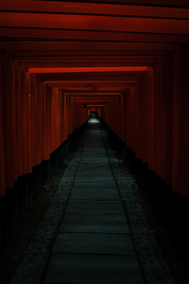 red and black tunnel, tunnel, passage, dark, red, HD wallpaper