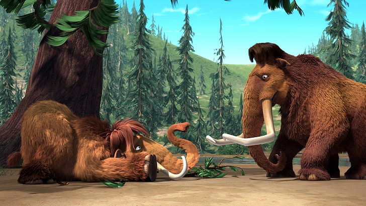 Ice Age movie, manfred, manny, ice age, mammoths, HD wallpaper
