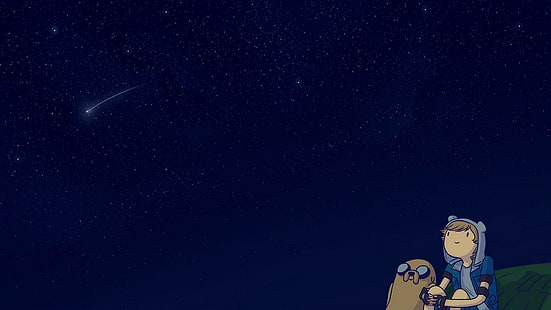 Hora de aventura Jake, o cachorro e Finn, o papel de parede humano, Céu, Estrelas, Céu, Espaço, Jake, Desenho animado, Hora de aventura, Fin, Finn, HD papel de parede HD wallpaper