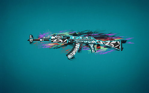 çok renkli AK47 tüfek duvar kağıdı, Fronty Misty, Counter-Strike: Global Offensive, renkli, silah, askeri, AKM, HD masaüstü duvar kağıdı HD wallpaper