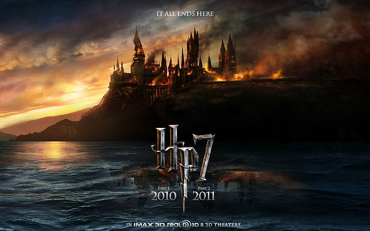 Гарри Поттер, Гарри Поттер и Дары смерти: Часть 1, Замок, Огонь, Замок Хогвартс, HD обои