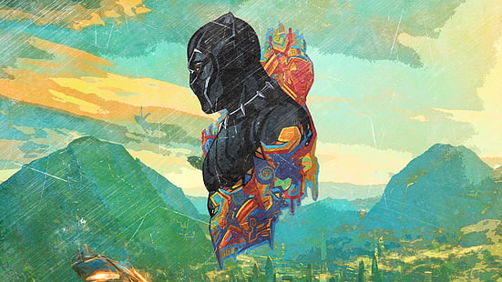 Fondo de pantalla de Marvel Black Panther, Marvel Comics, Wakanda, ilustraciones, Fondo de pantalla HD HD wallpaper