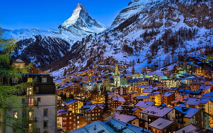 Zermatt Vadisi İsviçre, İsviçre, zermatt Vadisi, dağlar, kar, HD masaüstü duvar kağıdı