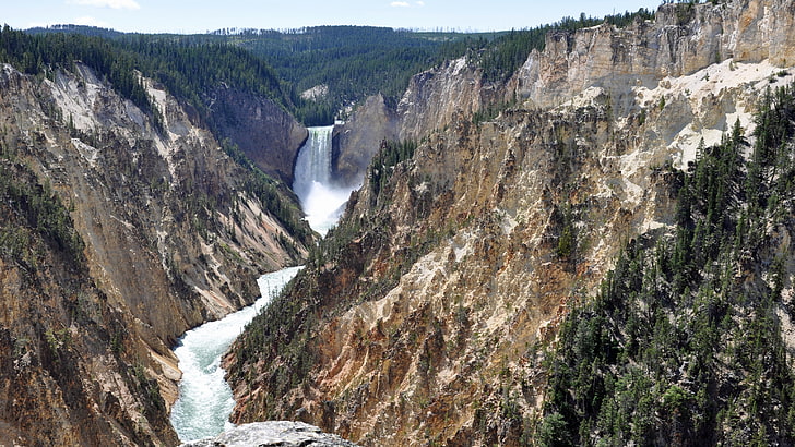 Yellowstone National Park, waterfall, HD wallpaper