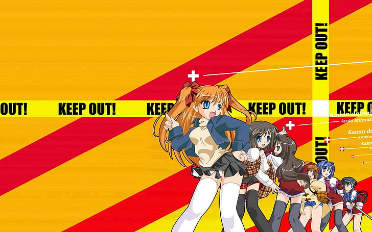 Anime-Mädchen, Kanon, Kawasumi Mai, Minase Nayuki, Misaka Kaori, Misaka Shiori, Sawatari Makoto, Tsukimiya Ayu, HD-Hintergrundbild