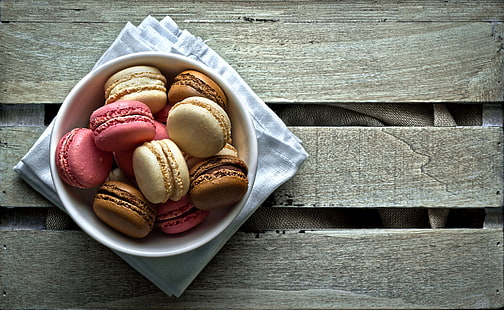 Macarons, Tisch, die Süße, Kekse, Teller, Dessert, Macaron, HD-Hintergrundbild HD wallpaper